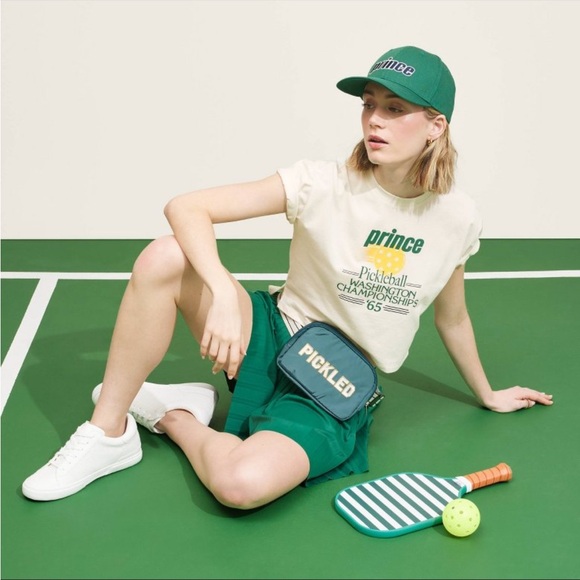 NWT Prince for Target Green Sateen “Pickled” Pickleball crossbody Belt Bag - Picture 4 of 4